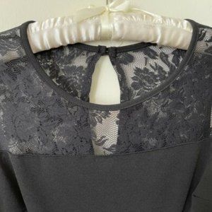 Classic Evening Wear Black Crepe Lace Jumpsuit Sz Med